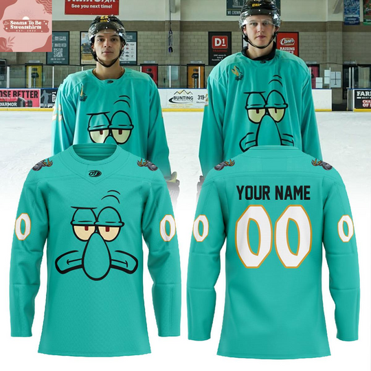 Iowa Heartlanders x SpongeBob Squilliam Fancyson Personalized Hockey Jersey