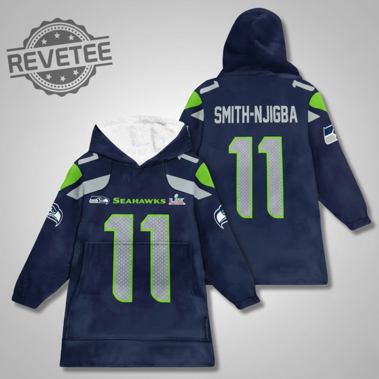Seattle Seahawks Jaxon Smithnjigba Number 11 Super Bowl Blanket Hoodie