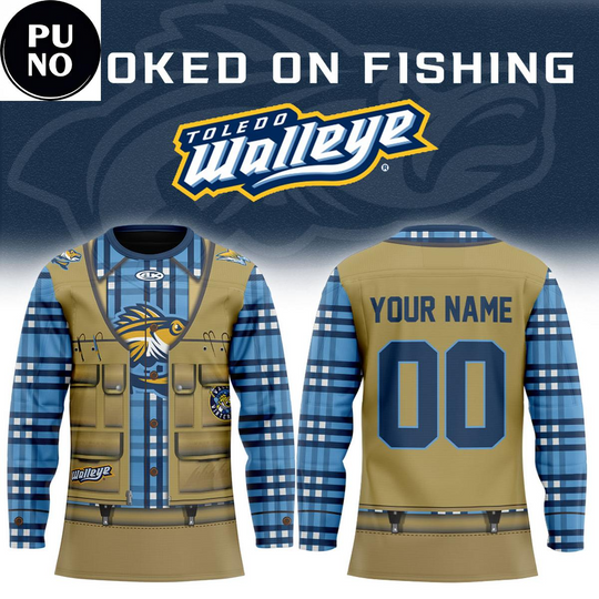 Discover Toledo Walleye Hooked On Fishing 2026 Personalized Hockey Jersey