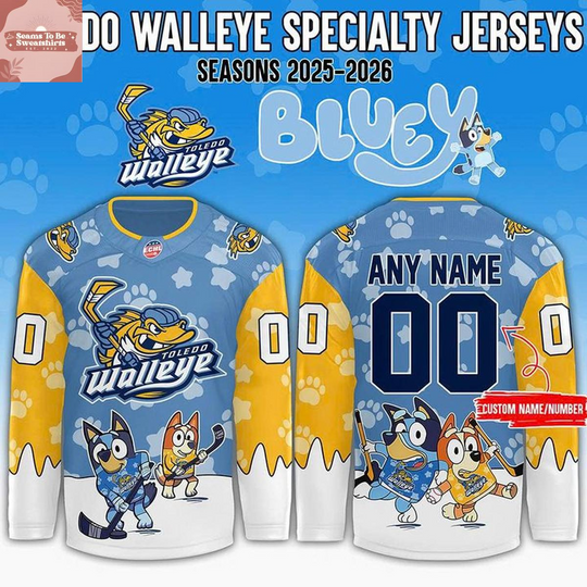 Discover Toledo Walleye BlueyDad Christmas Day Personalized Hockey Jersey