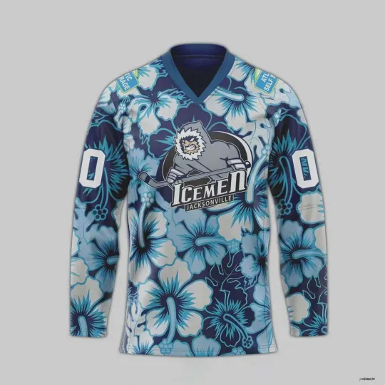 Discover Personalized Jacksonville Icemen Season Worn Warm Up Hockey Jersey For Fan