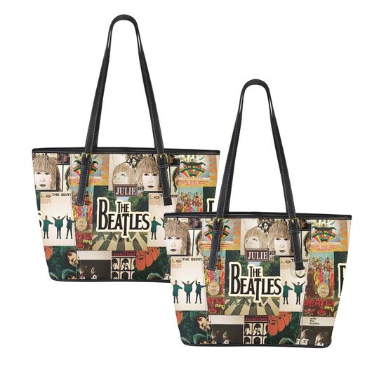 Vintage The Beatles Leather Tote Bag,The Beatles handBag,Music Leather Bag,The Beatles bag,The Beatles Shoulder Bag,Handmade Bag,Custom Bag