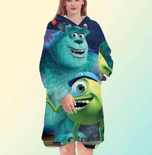 Discover Monsters, Inc Mike Sully blanket hoodie, oversize fleece sweatshirt, Unisex