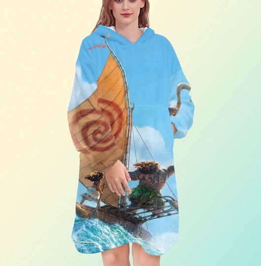 Discover Moana blanket hoodie, oversize fleece sweatshirt, Unisex