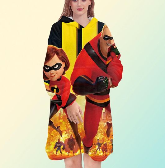 Discover Incredibles blanket hoodie, oversize fleece sweatshirt, Unisex