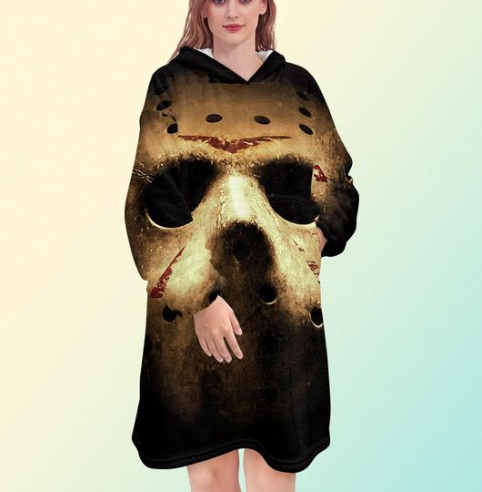 Discover Friday the 13th blanket hoodie, oversize fleece sweatshirt, Unisex