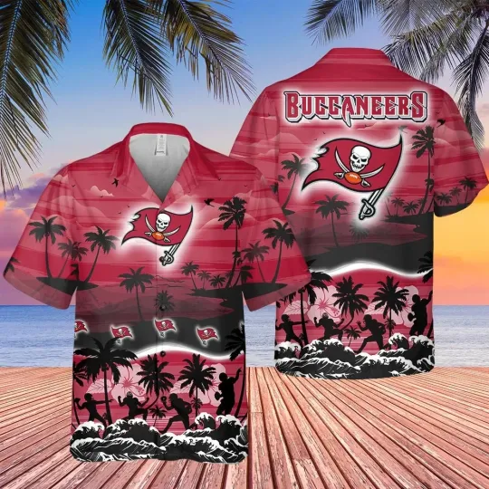 Discover Tampa Bay Football Team Buccaneerss Hawaiian Button Down Shirt