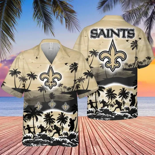 New Orleans Football Team Saintss Hawaiian Button Down Shirt