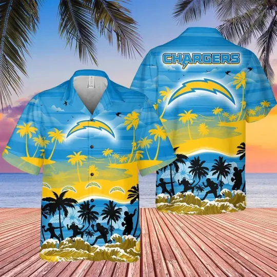 Discover Los Angeles Football Team Chargerss Hawaiian Button Down Shirt