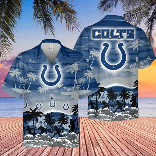 Discover Indianapolis Football Team Coltss Hawaiian Button Down Shirt
