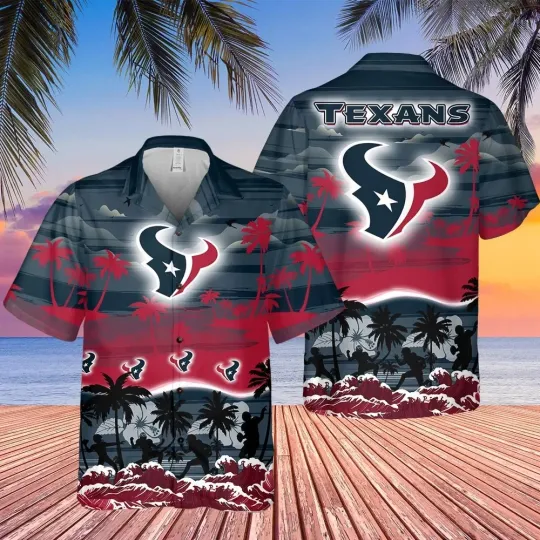 Discover Houston Football Team Texanss Hawaiian Button Down Shirt