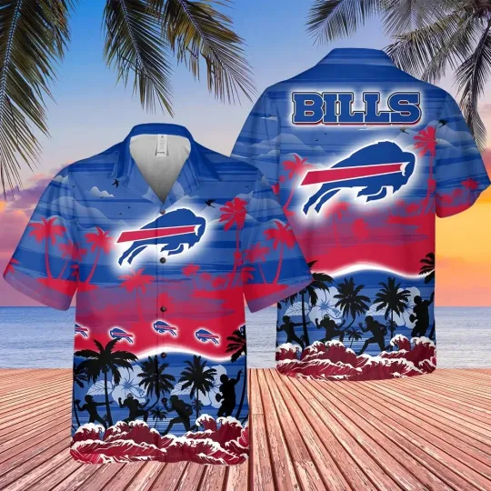 Discover Buffalo Football Team Billss Hawaiian Button Down Shirt