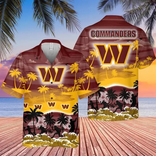 Discover Washington Football Team Commanderss Hawaiian Button Down Shirt