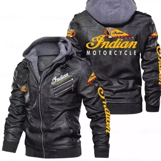 Discover New Men's Motorcycle Hoodie Black genuine Cowhide Leather Biker Jacket