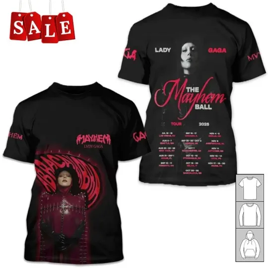 Discover Ld ga The Mayhem Ball Tour 2025 Gift For Fans 3D T-shirt