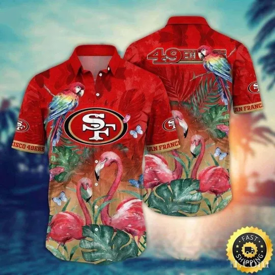 San Francisco Football Tropical Parrot And Flaming, Gift For Fans, Gift For Friends