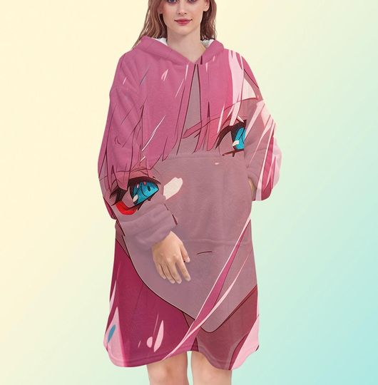 Discover Darling in the Darling in the Franx - Zero2 blanket hoodie, anime girl oversize fleece sweatshirt