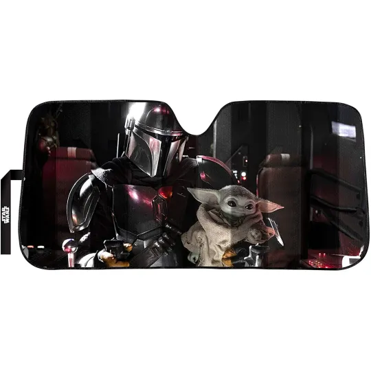 Discover Disney Star Wars Mandalorian Baby Yoda The Child Accordion Sun Shade 58" x 27"