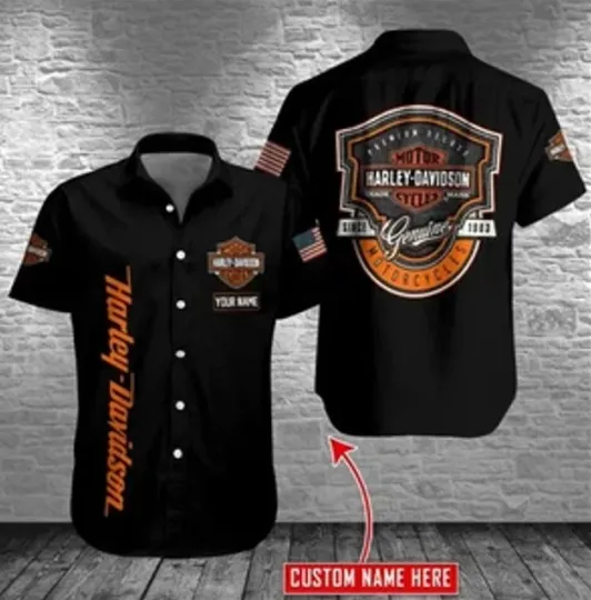 Discover Personalized Harley Motor Racing Davidson Casual Button Down Shirt Unisex Adults