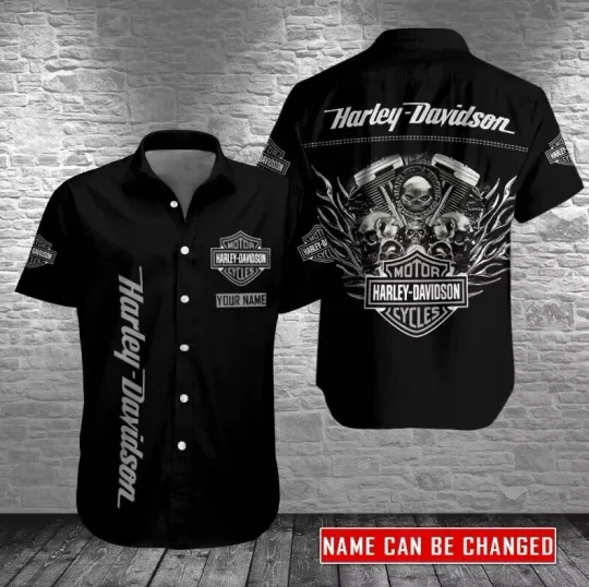Discover Personalized Harley Motor Racing Davidson Casual Button Down Shirt Unisex Adults