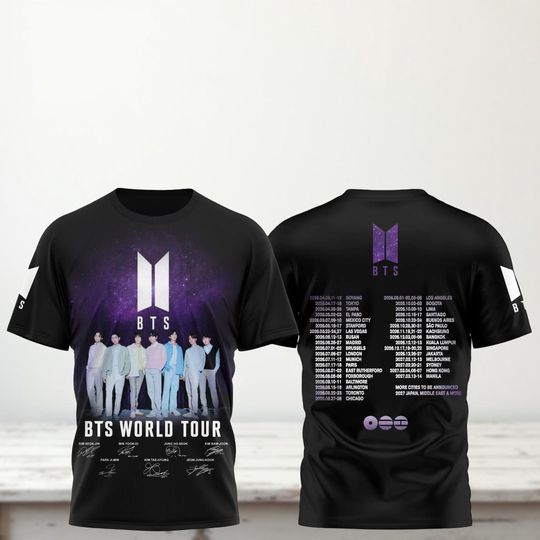 World Tour BTS 2026 3D T-Shirt, Concert 2026 Shirt, Bangtan Comeback 2026 Shirt, Army Concert Gift, BTS Merch, Army Fan Shirt