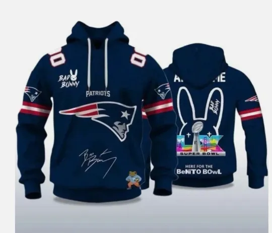 Personalized Patriots Bad Bunny Bowl LX 2026 Hoodie 3D