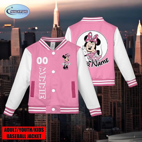 Discover Disney College Style Varsity Baseball Jackets for Kids Teens Adults Unisex Matching Outfit Disneyland Winter Trip