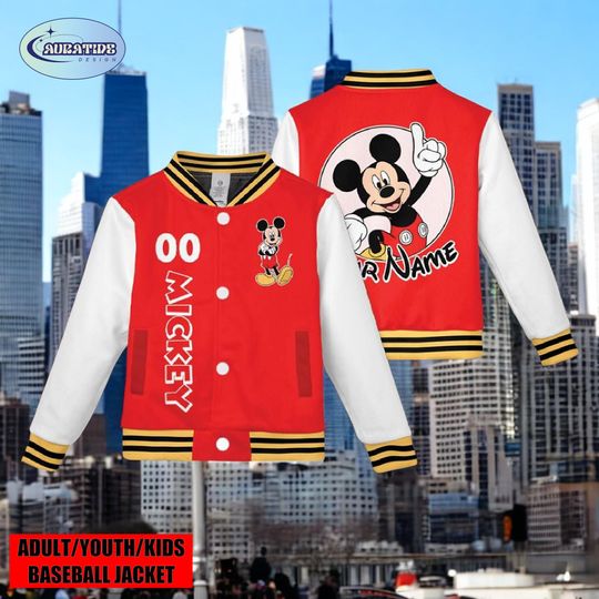 Discover Disney College Style Varsity Baseball Jacket Kids Teens Adults Unisex Matching Outfit Disneyland Winter Trip