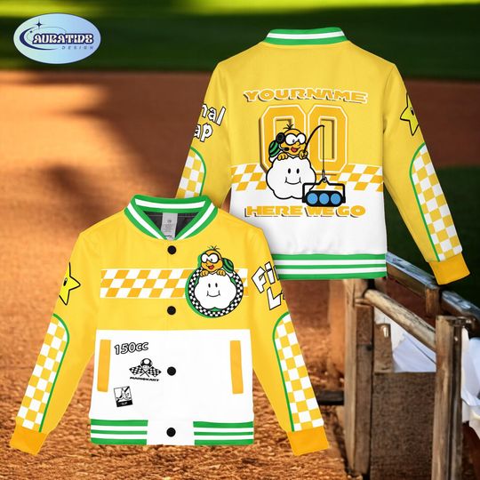 Custom Lakitu Mario Kart Baseball Jacket, Super Mario Character Jacket, Birthday Outfit for Boys, Game Fan Gift