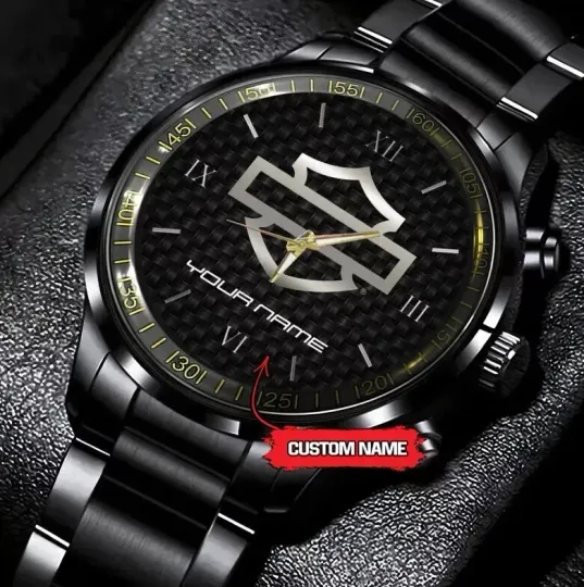 Discover Personalized Harley Motorcycle Racing Black Stainless Steel Watch for Men