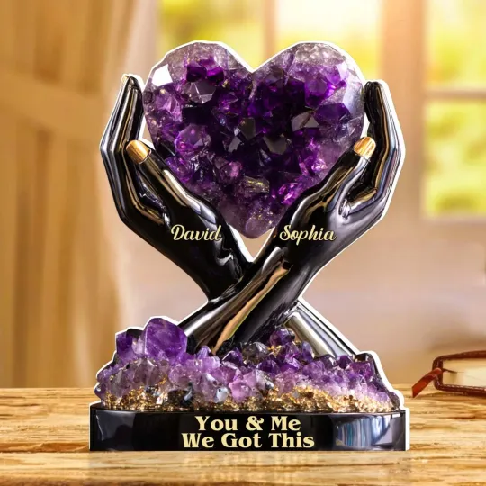Discover 2D Flat Purple Amethyst Heart Acrylic Block You Me Decor Valentines Gift Couples