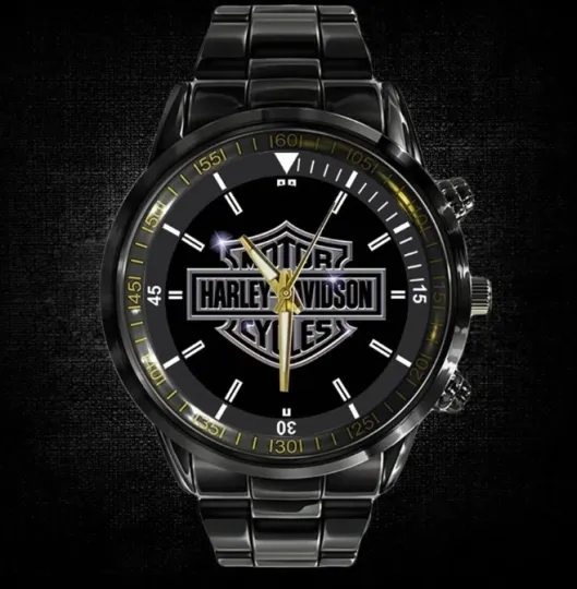 Discover Personalized Harley Motorcycle Racing Black Stainless Steel Watch for Men
