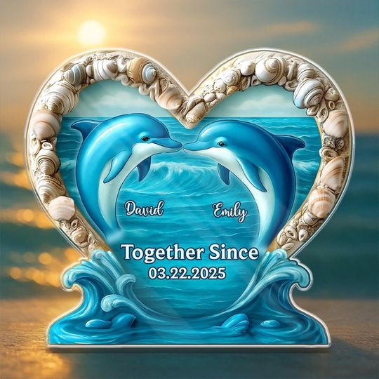 Discover Personalized Dolphin Couple Acrylic Plaque, Anniversary & Valentine Gift for Husband and Wife