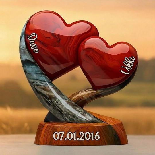 Discover Personalized Couple Heart Acrylic Plaque, Custom Names and Date Gift, Wedding Anniversary Gift for Husband and Wife, Romantic Love Keepsake