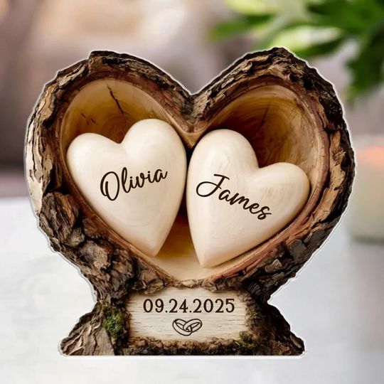 Discover Personalized Couple Acrylic Plaque  Two Hearts That Belong Together Anniversary Valentine Gift