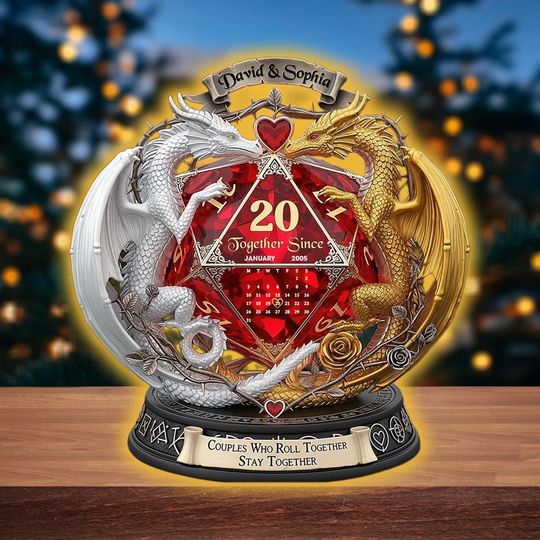 Discover Personalized Dragon Anniversary Light Box, Custom Gragon Couple Gift, Fantasy Dragon Decor, Together Since Date Keepsake, Gamer Anniversary