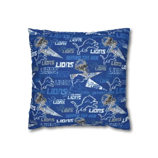 Detroit Lions Spun Square Throw Pillowcase