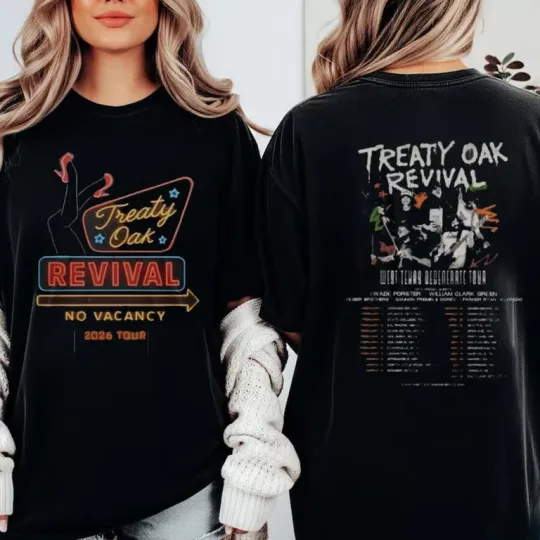 Discover Treaty Oak Revival 2026 West Texas Degenerate Tour T-shirt