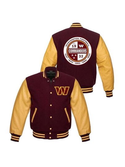 Washington commanders varsity jacket |American Football Rugby letterman Jacket