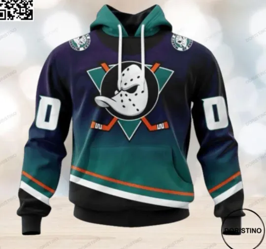 Discover Anaheim Duck Retro Gradient 3D Hoodie