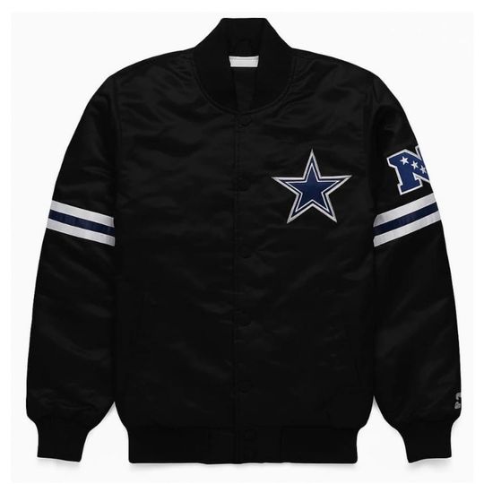 Discover Men's Black Cowboys Varsity Jacket: American Football Letterman