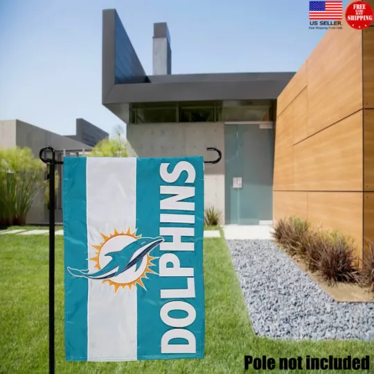 MIAMI DOLPHINS Double Sided 12.5" x 18" GARDEN YARD FLAG WALL FLAGS BANNERS