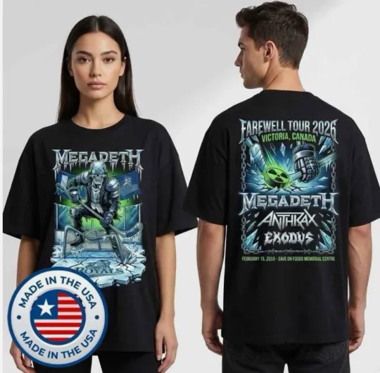 Megadeth Farewell Tour 2026 February 15 2026 Double Sided T-Shirt