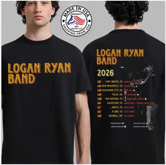 Discover Logan Ryan Band 2026 Tour Texas Oklahoma T-Shirt