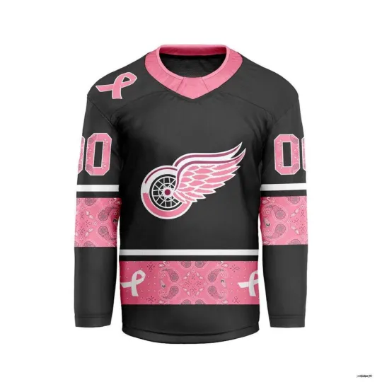Discover Personalized Detroit Red Wings Hockey Shirt, Fight Breast Cancer Hockey Jersey