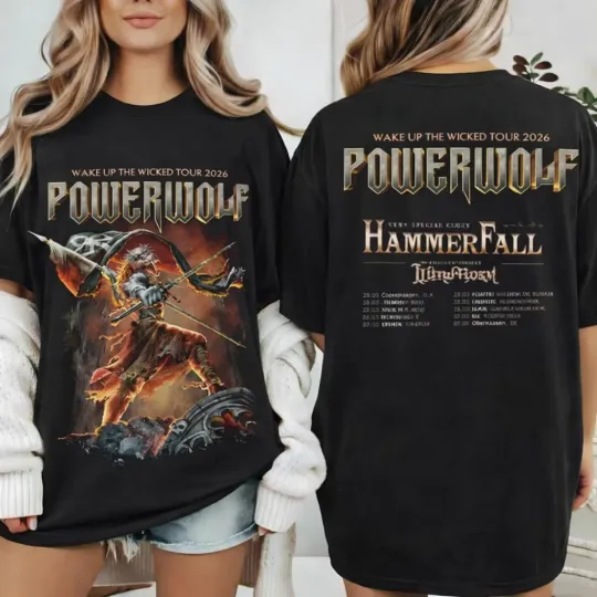 Discover Powerwolf Wake Up The Wicked Tour 2026 Two Sided Concert T-Shirt