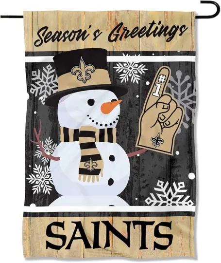 New Orleans Saints Double Sided Winter Snowman Garden Flag New In Package