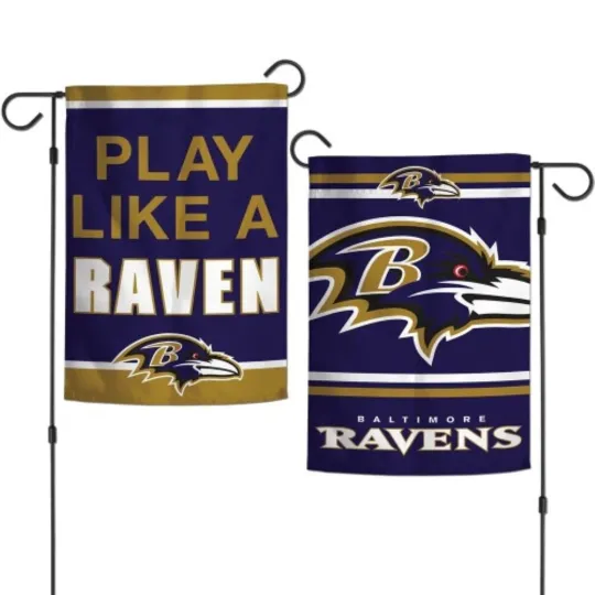 BALTIMORE RAVENS PLAY LIKE A RAVEN 12"X18" 2 SIDED GARDEN FLAG NEW WINCRAFT 😎🏈