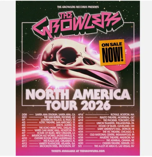 Discover The Growlers North America Tour 2026 poster