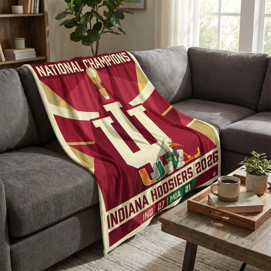 Indiana Hoosiers National Champions Blanket, 16-0 Perfect Season Football Gift, 2026 Championship Souvenir, IU Alumni Fleece Throw,